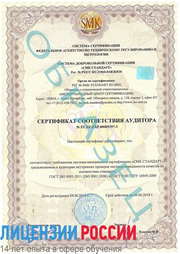 Образец сертификата соответствия аудитора №ST.RU.EXP.00005397-3 Элиста Сертификат ISO/TS 16949